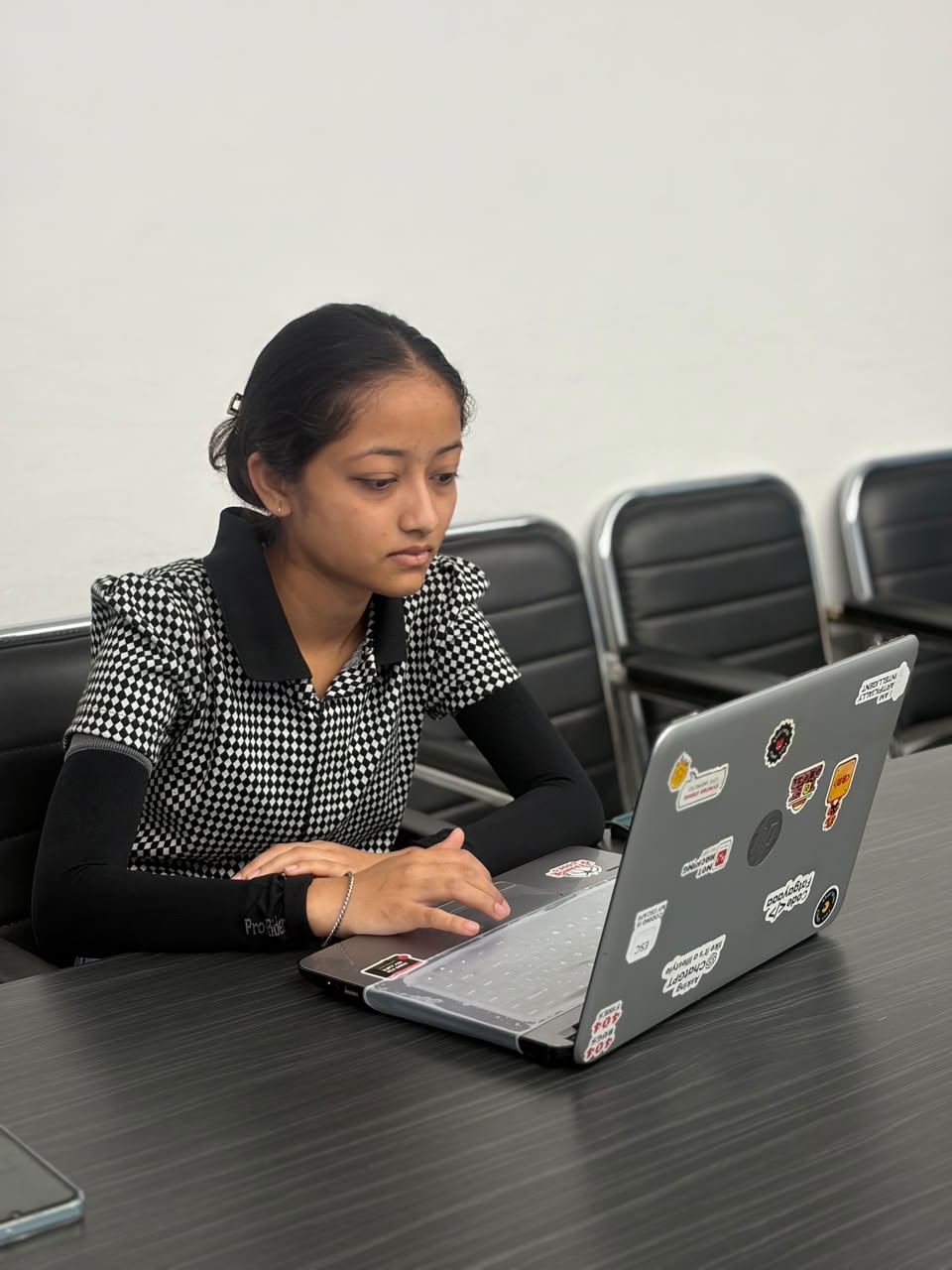 Student working on a technical project